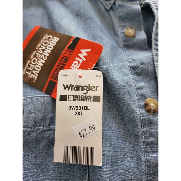 Wrangler Men's Shirt Riggs Workwear Short Sleeve, 2-Pocket Room to Move Comfort - Picture 3 of 6